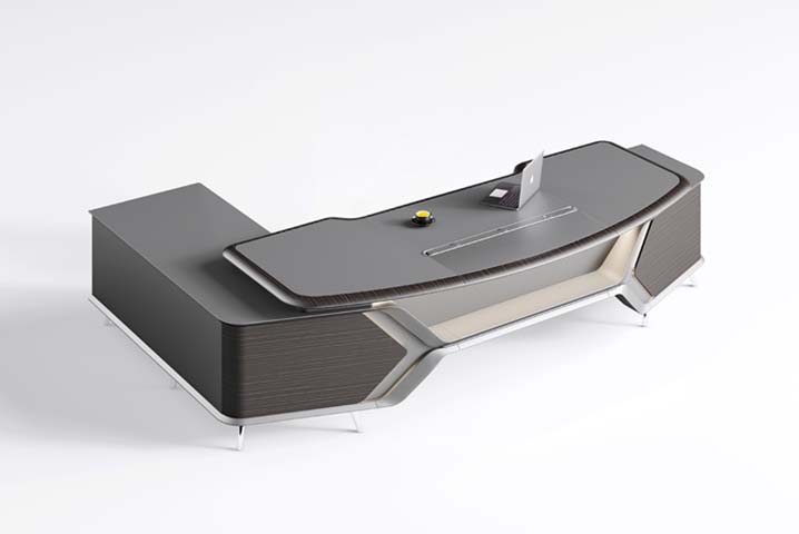Contemporary L-Shaped Executive Desk with Left Storage Return ED-L2400-LST-GRY