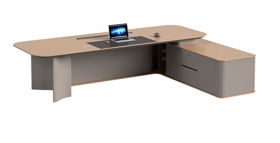 L-Shaped Executive Office Desk with Integrated Side Storage Pedestal EDU-L2800-EXEC