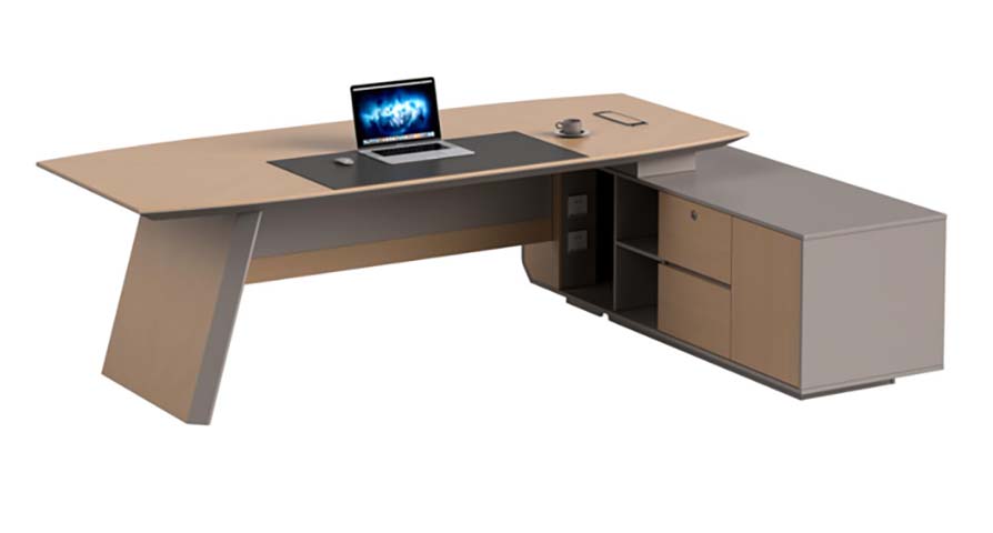 Right-Return Executive Desk with Angled Panel Leg and Storage Credenza ED-RR-2400-PANEL-CREDENZA