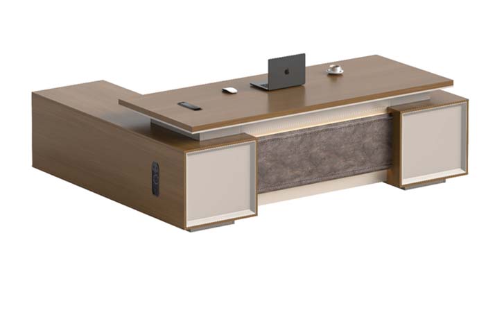 L-Shaped Executive Office Desk with Integrated Storage Pedestals ED-LSH-2400-WT