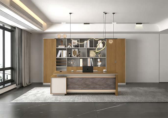 Executive Desk with Integrated Wall Storage Cabinet EDW-2400-WS3200