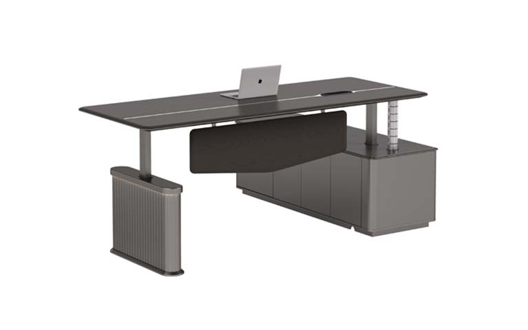 Dark Height-Adjustable Executive Desk with Side Storage Cabinet ED-HA-2400-DK