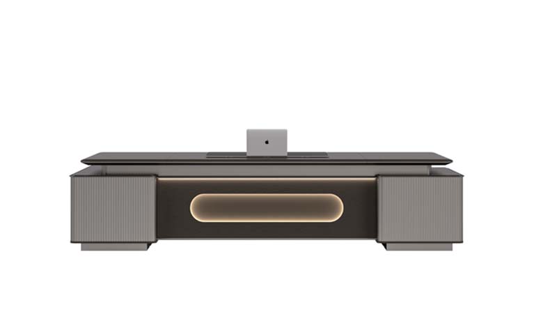 Modern Executive Desk with Integrated Storage Cabinets and Ambient Light Panel EXD-LED-3200