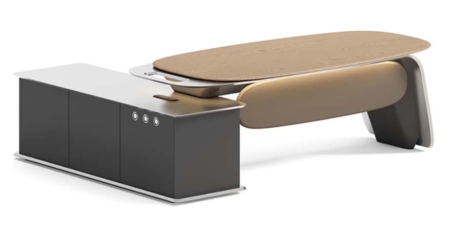Height-Adjustable Executive Desk with Integrated Storage Credenza ED-SIT-STAND-2400-CRED