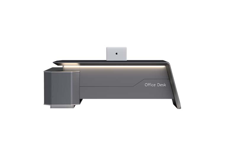 Modern Executive Office Desk with Left Side Cabinet and Integrated LED Strip EDK-LED-L2400-LC