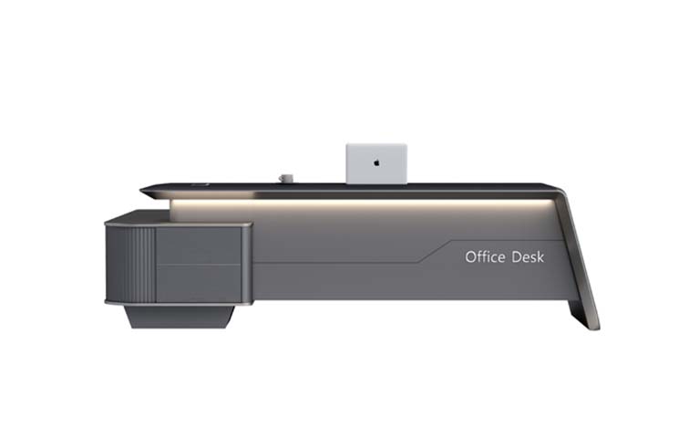Modern L-Shaped Executive Office Desk with Left Pedestal and Integrated LED Light ED-L2400-LED-LP