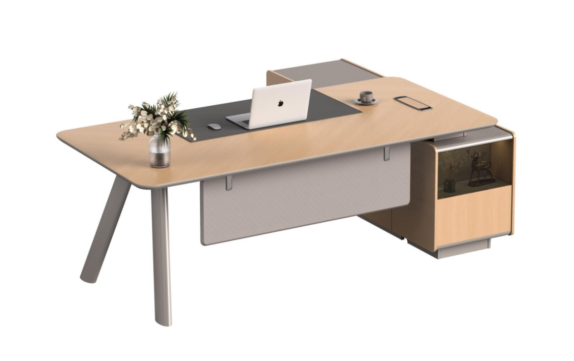 Right-Return Executive Office Desk with Integrated Storage Pedestal EXD-RR-2200-WG