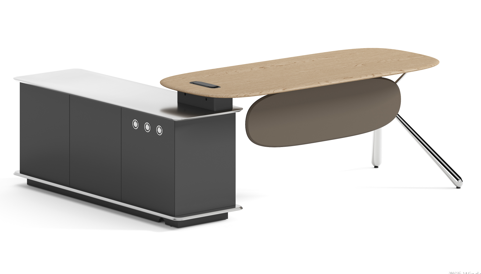 Modern L-Shaped Executive Desk with Integrated Storage Cabinet ED-L-CAPSULE-2400