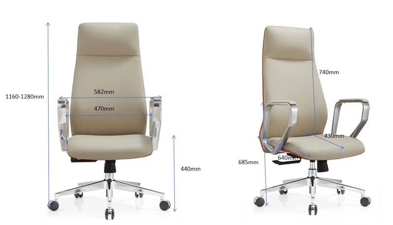 High-Back Leather Executive Swivel Chair with Polished Aluminum Base EXEC-HB-AL-740