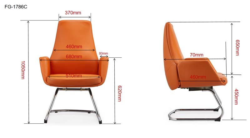 Upholstered High-Back Visitor Chair with Chrome Cantilever Sled Base FG-1786C