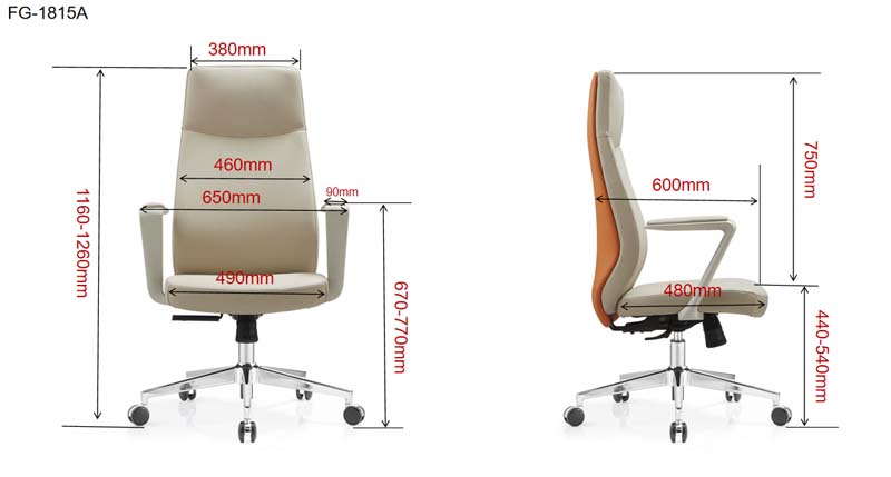 High-back leather executive office chair with chrome five-star base FG-1815A