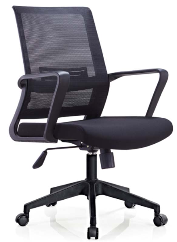 Black Mesh Mid-Back Swivel Task Chair with Fixed Loop Arms MB-TASK-01