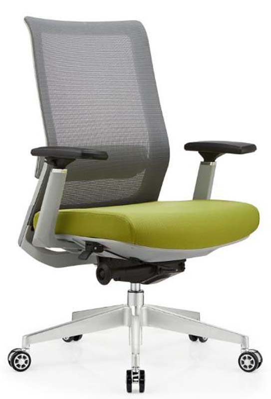 Mesh Ergonomic Task Chair with Green Upholstered Seat and Fixed Padded Arms ETC-MESH-GRN-FA-01