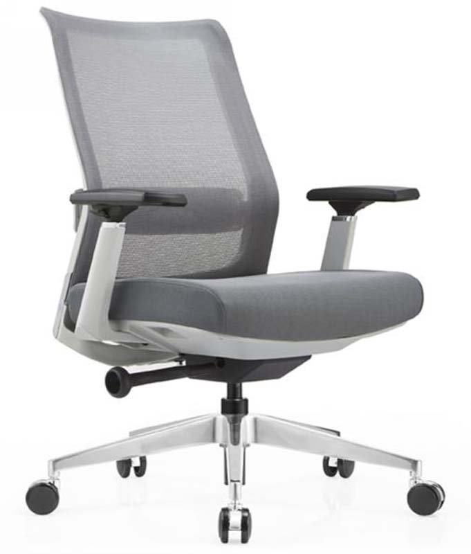 Mid-Back Gray Mesh Swivel Task Chair with Fixed Armrests TSK-MESH-GY-01