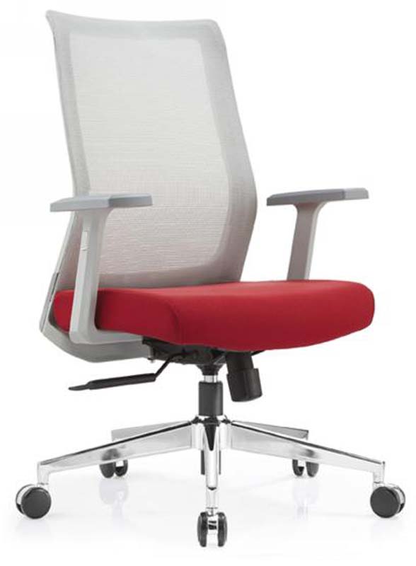 Mid-Back Mesh Swivel Task Chair with Red Seat TSK-MESH-MID-RED-SIL