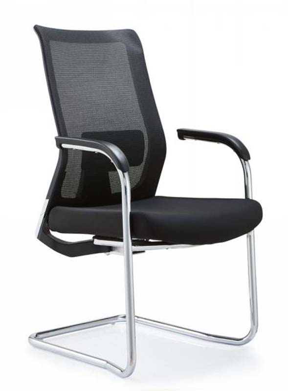 Black Mesh Visitor Chair with Chrome Sled Base VC-MSH-SLD-01