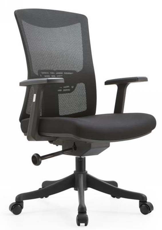 Mid-Back Black Mesh Swivel Task Chair with Fixed T-Armrests MB-MESH-TASK-01
