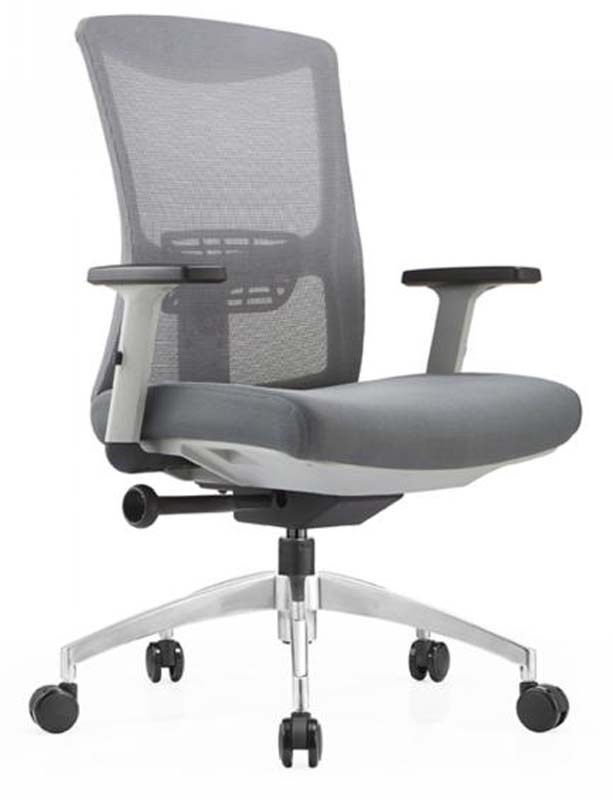 Mid-Back Gray Mesh Swivel Task Chair with Fixed Armrests TSK-MB-GRY-550AL