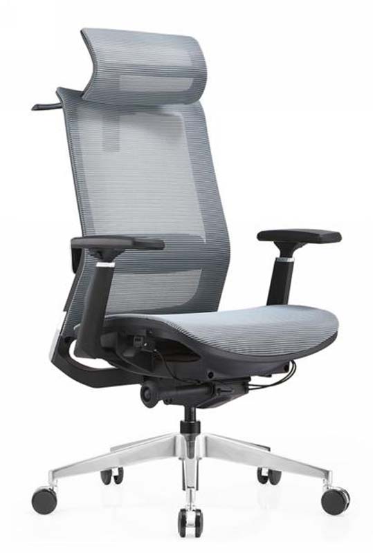High-Back Mesh Ergonomic Office Chair with Headrest and Height-Adjustable Arms ERM-HB-GRY-01