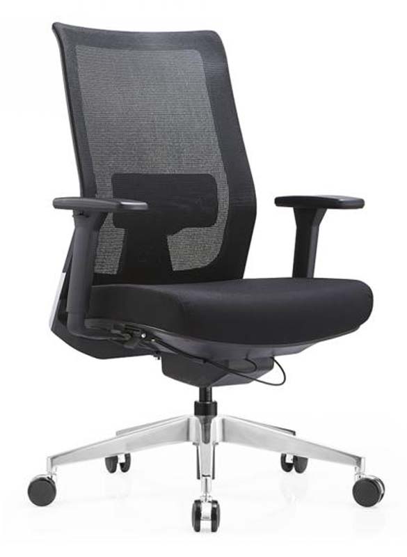 Black Mesh Ergonomic Task Chair with Fixed Arms and Aluminum Base TASK-MESH-FA-ALB-01