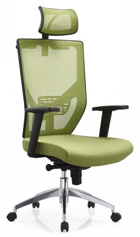 High-Back Green Mesh Ergonomic Office Chair with Headrest and Fixed Arms EOCH-MESH-GR-01