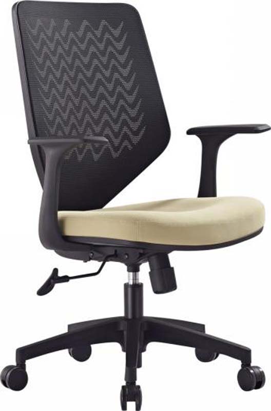 Mesh Back Swivel Task Chair with Beige Padded Seat and Fixed Arms OFC-MESH-BG-01