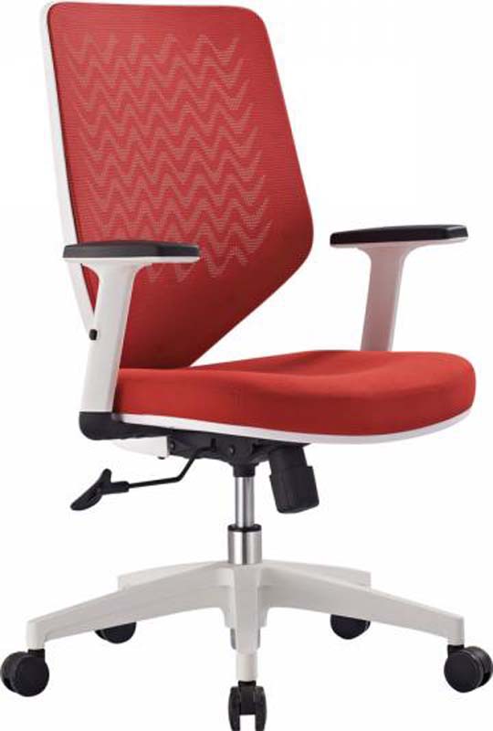 Red Mesh Swivel Task Chair with White Frame OC-MESH-RED-W5