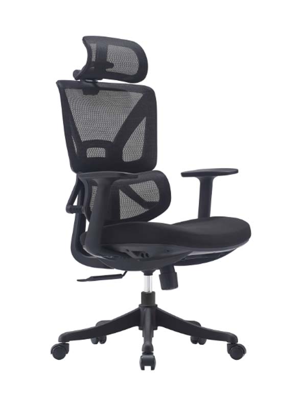 Black Mesh Ergonomic Task Chair with Adjustable Headrest EMH-MESH-01