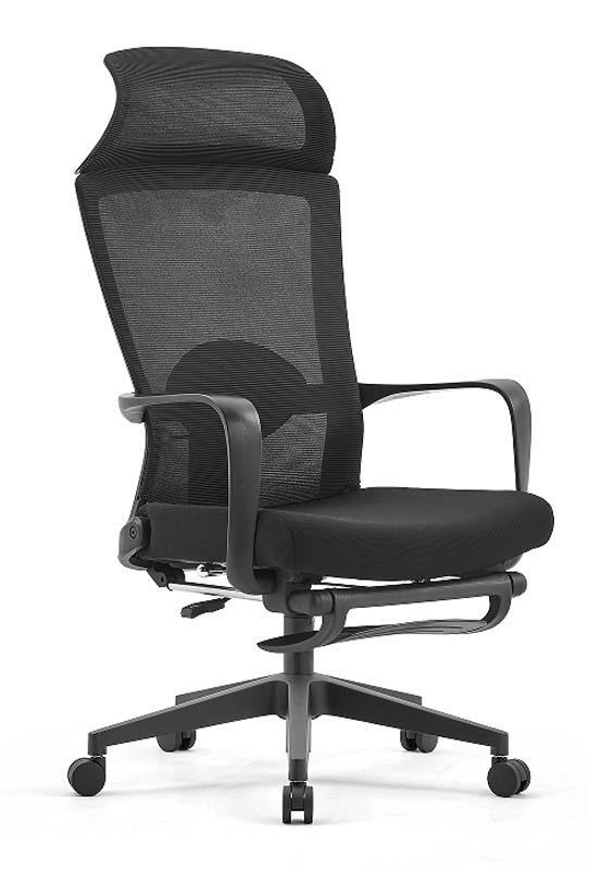 Black High-Back Mesh Executive Chair with Integrated Headrest and Fixed Loop Arms UMB-HB-MESH-01