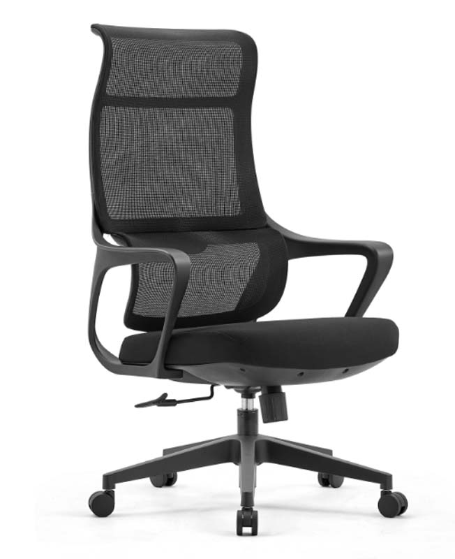 Black High-Back Mesh Swivel Office Chair with Fixed Arms OFC-MH-FA-BLK-01