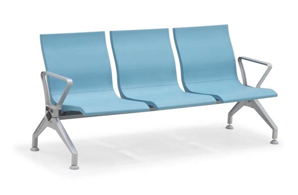 3-Seat PU Upholstered Public Waiting Bench with Aluminum Alloy Frame