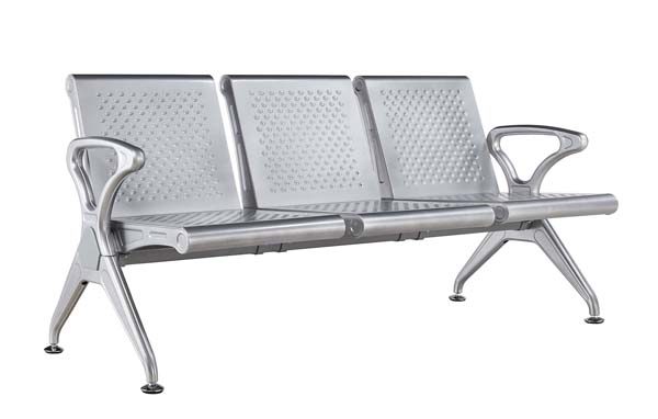 3-Seat Perforated Stainless Steel Public Waiting Bench