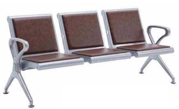 3-Seater Metal Frame Waiting Bench with Upholstered Pads