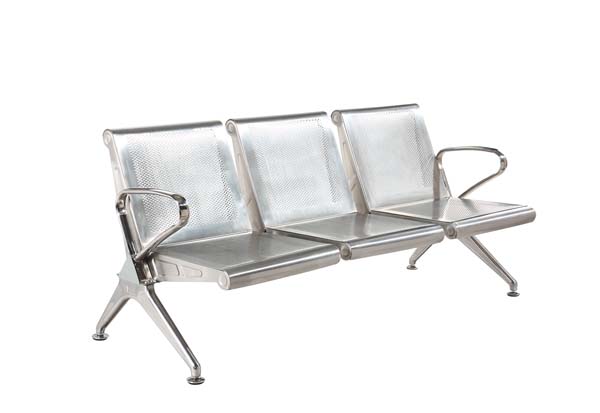 3-Seat All-Stainless Steel Perforated Public Waiting Chair