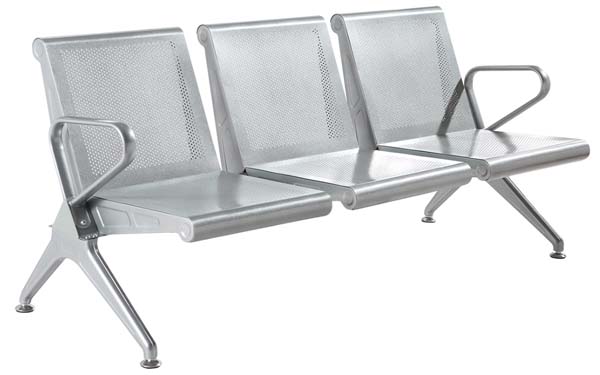 3-Seater Perforated Stainless Steel Public Waiting Bench