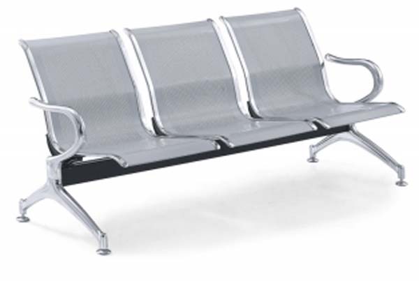 3-Seater Perforated Metal Public Waiting Bench with Armrests