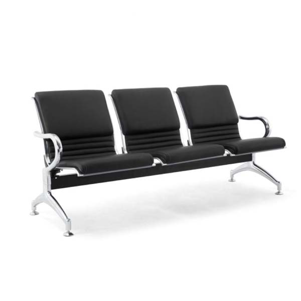 Three-Seat Upholstered Metal Waiting Bench