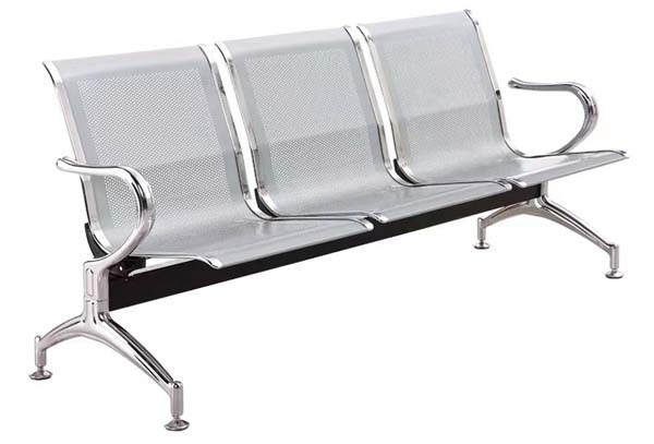 3-Seater Perforated Metal Public Waiting Bench