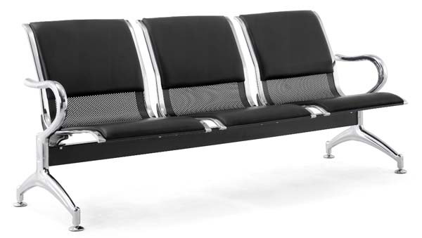 3-Seat Metal Frame Public Waiting Chair with Padded Upholstery