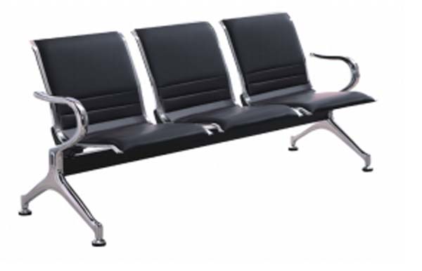 3-Seat Upholstered Metal Waiting Bench
