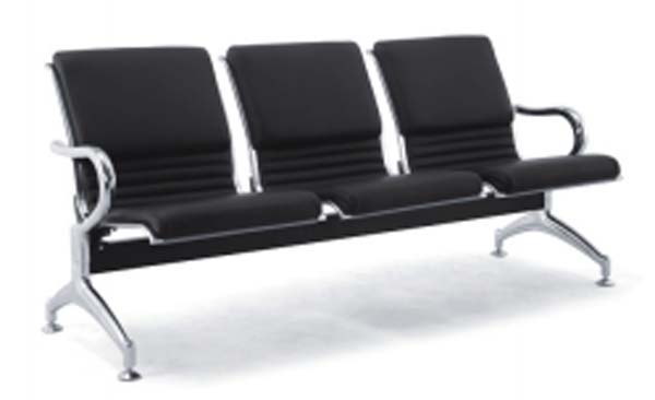 3-Seat Upholstered Metal Frame Public Waiting Chair