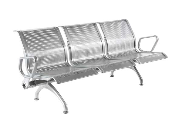 3-Seater Perforated Stainless Steel Public Waiting Bench