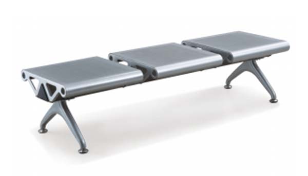 3-Seat Backless All-Metal Public Waiting Bench