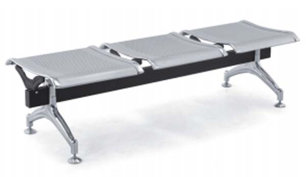3-Seat Metal Public Waiting Bench (Armless Flat Configuration)