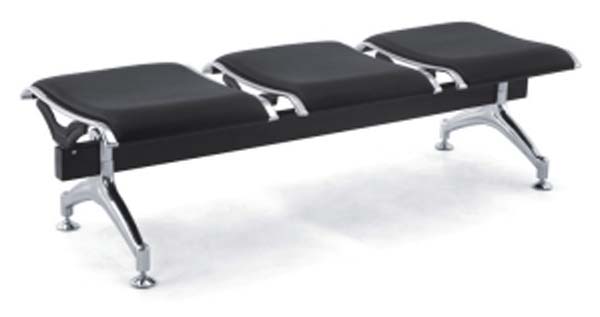 3-Seat Armless Public Waiting Bench with Upholstered Pads