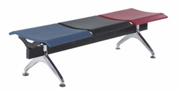 3-Seat Metal Frame Public Waiting Bench with Integrated Center Table