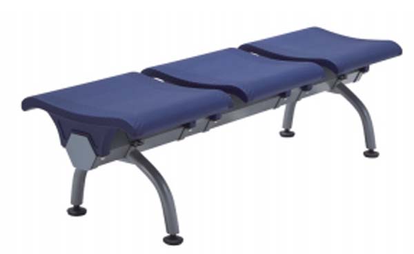 3-Seat Upholstered Waiting Bench with Arched Metal Legs