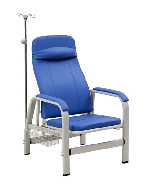 Medical Reclining Infusion Chair with IV Pole and Under-Seat Storage Basket