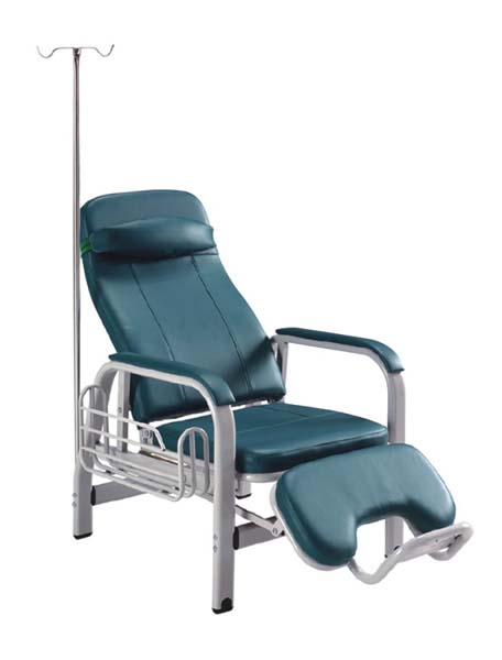 Reclining Medical Infusion Chair with IV Pole, Side Storage Basket and Flip-Up Leg Rest
