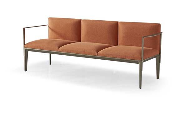 Minimalist Metal Frame Fabric Upholstered 3-Seater Sofa
